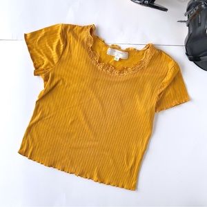 No Comment girls mustard color yellow crop top